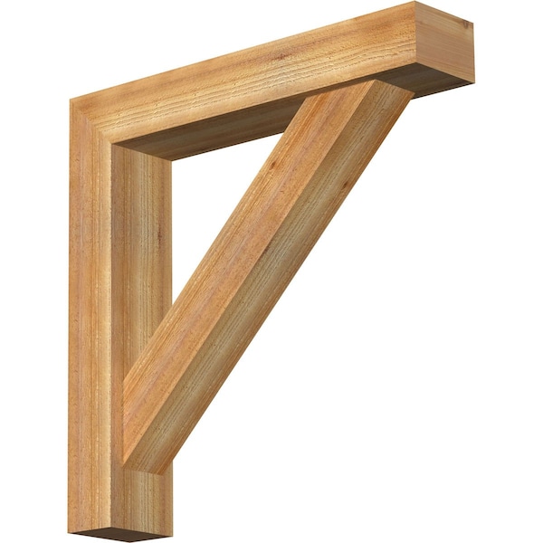 Ekena Millwork Traditional Block Rough Sawn Bracket w/ Offset Brace, Western Red Cedar, 6"W x 30"D x 30"H BKT0604X30X30TRA05RWR - main